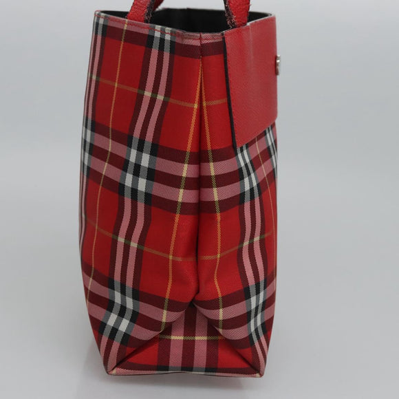 BURBERRY Nova Check Hand Bag Nylon Red Auth ti2831