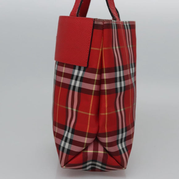 BURBERRY Nova Check Hand Bag Nylon Red Auth ti2831