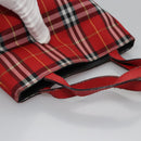 BURBERRY Nova Check Hand Bag Nylon Red Auth ti2831-7