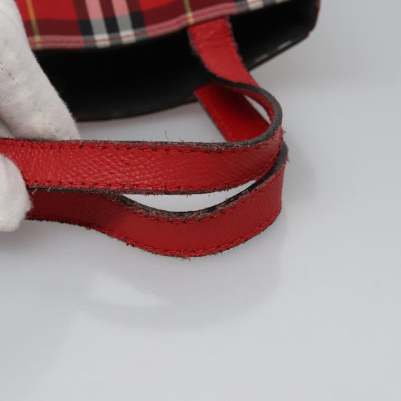 BURBERRY Nova Check Hand Bag Nylon Red Auth ti2831