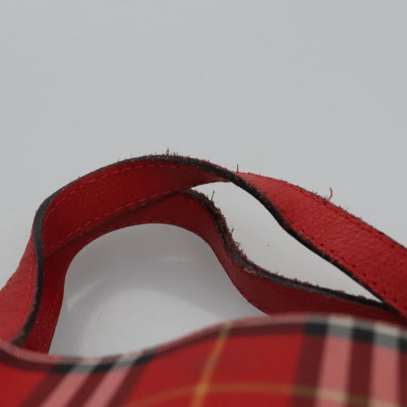 BURBERRY Nova Check Hand Bag Nylon Red Auth ti2831