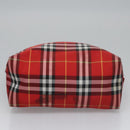 BURBERRY Nova Check Hand Bag Nylon Red Auth ti2831-5