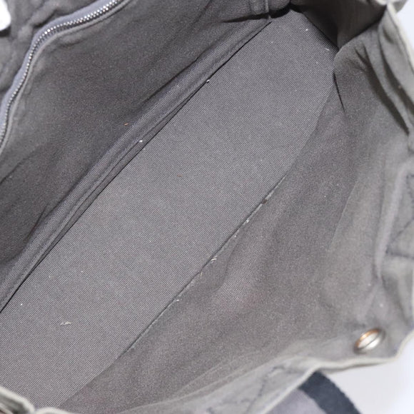 HERMES Fourre Tout PM Hand Bag Canvas Black Gray Silver Auth ti2833