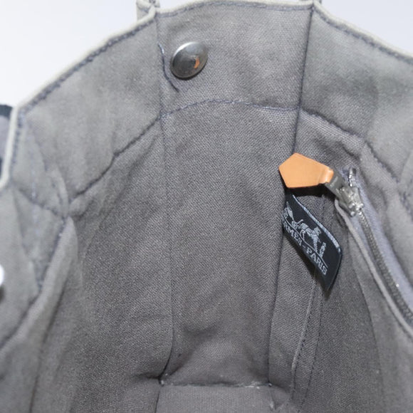 HERMES Fourre Tout PM Hand Bag Canvas Black Gray Silver Auth ti2833