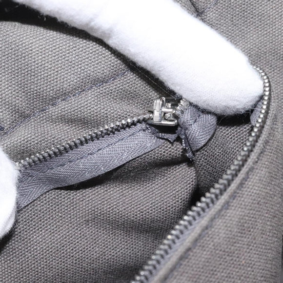 HERMES Fourre Tout PM Hand Bag Canvas Black Gray Silver Auth ti2833