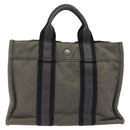 HERMES Fourre Tout PM Hand Bag Canvas Black Gray Silver Auth ti2833-2