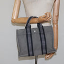 HERMES Fourre Tout PM Hand Bag Canvas Black Gray Silver Auth ti2833-20