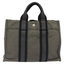 HERMES Fourre Tout PM Hand Bag Canvas Black Gray Silver Auth ti2833-3