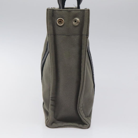 HERMES Fourre Tout PM Hand Bag Canvas Black Gray Silver Auth ti2833