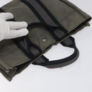 HERMES Fourre Tout PM Hand Bag Canvas Black Gray Silver Auth ti2833-6
