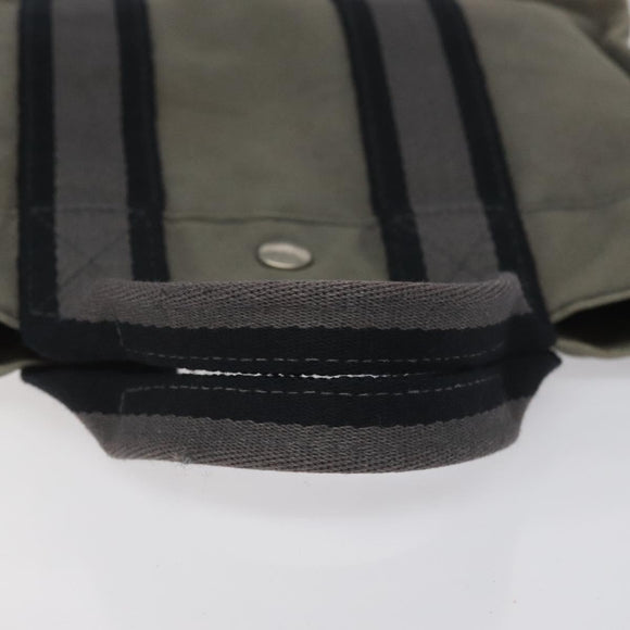 HERMES Fourre Tout PM Hand Bag Canvas Black Gray Silver Auth ti2833