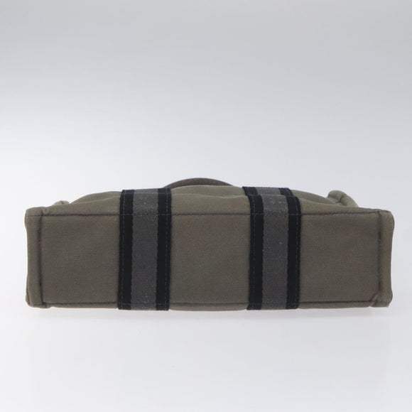 HERMES Fourre Tout PM Hand Bag Canvas Black Gray Silver Auth ti2833