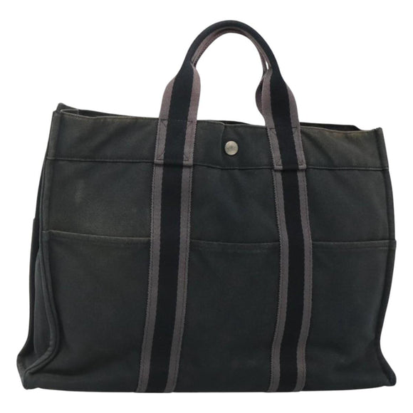 HERMES Fourre Tout MM Hand Bag Canvas Black Auth ti2835