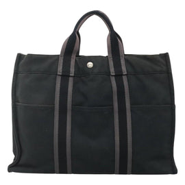 HERMES Fourre Tout MM Hand Bag Canvas Black Auth ti2835 - 0