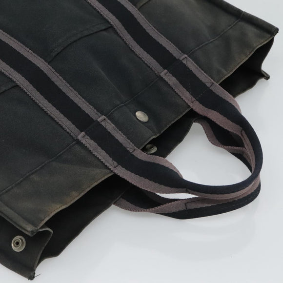 HERMES Fourre Tout MM Hand Bag Canvas Black Auth ti2835