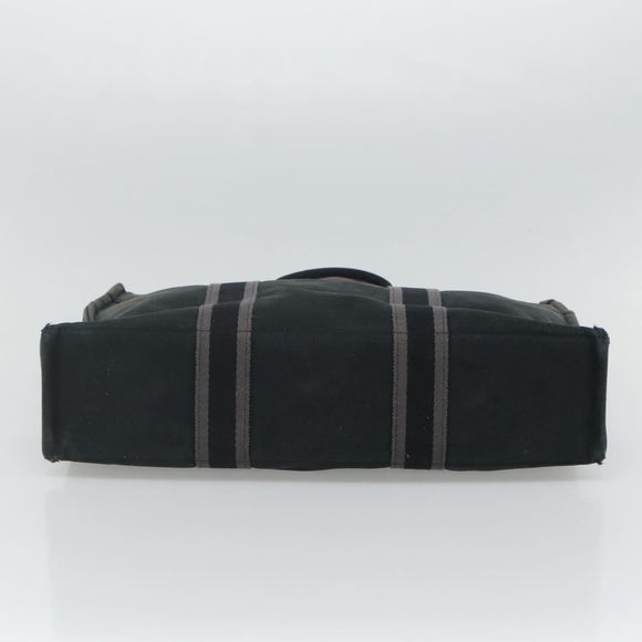 HERMES Fourre Tout MM Hand Bag Canvas Black Auth ti2835