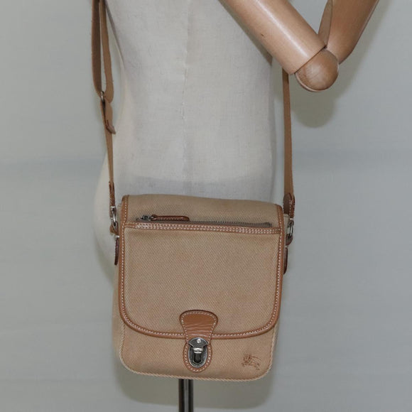 BURBERRY Blue Label Shoulder Bag Canvas Beige Auth ti2844