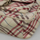 BURBERRY Nova Check Blue Label Shoulder Bag Nylon White Auth ti2846-14