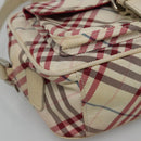 BURBERRY Nova Check Blue Label Shoulder Bag Nylon White Auth ti2846-15