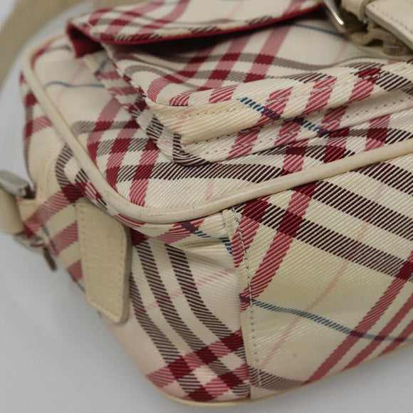 BURBERRY Nova Check Blue Label Shoulder Bag Nylon White Auth ti2846