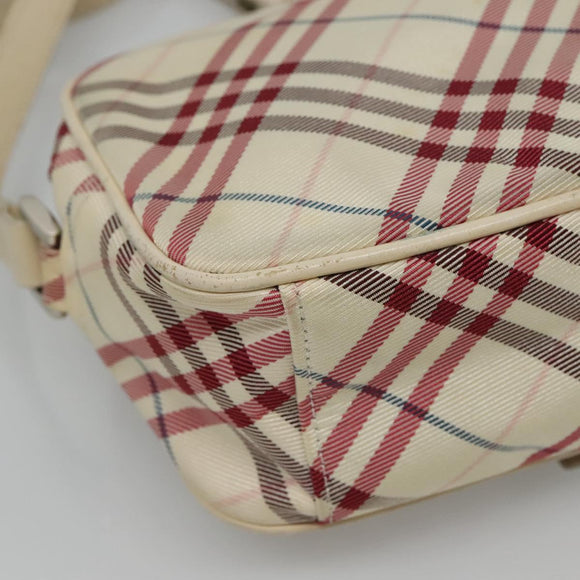 BURBERRY Nova Check Blue Label Shoulder Bag Nylon White Auth ti2846