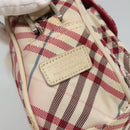 BURBERRY Nova Check Blue Label Shoulder Bag Nylon White Auth ti2846-17