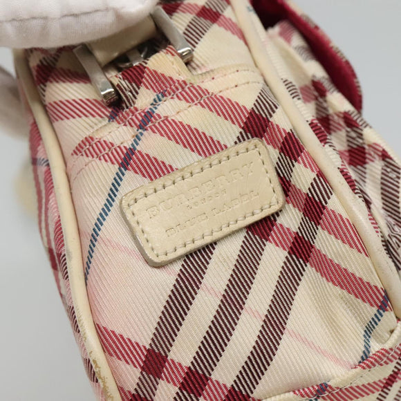 BURBERRY Nova Check Blue Label Shoulder Bag Nylon White Auth ti2846