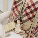 BURBERRY Nova Check Blue Label Shoulder Bag Nylon White Auth ti2846-10