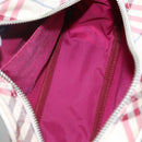 BURBERRY Nova Check Blue Label Shoulder Bag Nylon White Auth ti2846-12