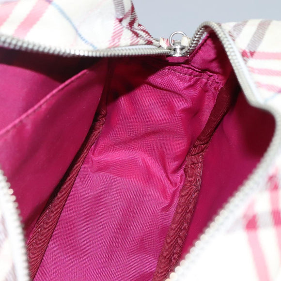 BURBERRY Nova Check Blue Label Shoulder Bag Nylon White Auth ti2846