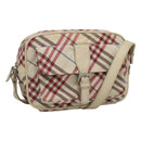 BURBERRY Nova Check Blue Label Shoulder Bag Nylon White Auth ti2846-1