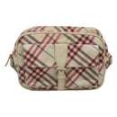 BURBERRY Nova Check Blue Label Shoulder Bag Nylon White Auth ti2846-13