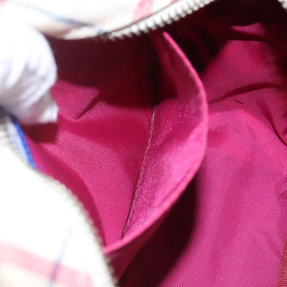 BURBERRY Nova Check Blue Label Shoulder Bag Nylon White Auth ti2846