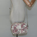 BURBERRY Nova Check Blue Label Shoulder Bag Nylon White Auth ti2846-22