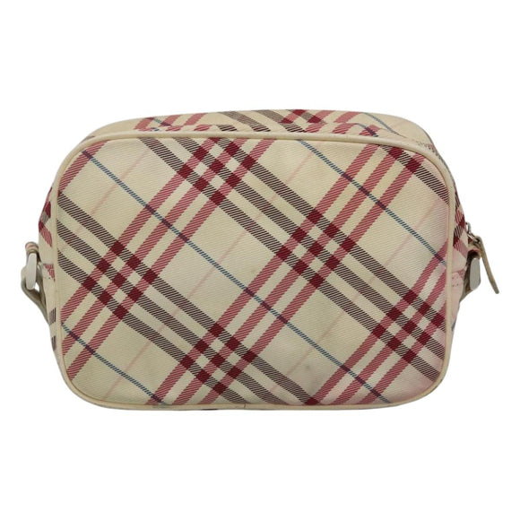 BURBERRY Nova Check Blue Label Shoulder Bag Nylon White Auth ti2846