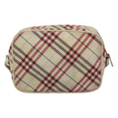 BURBERRY Nova Check Blue Label Shoulder Bag Nylon White Auth ti2846-2
