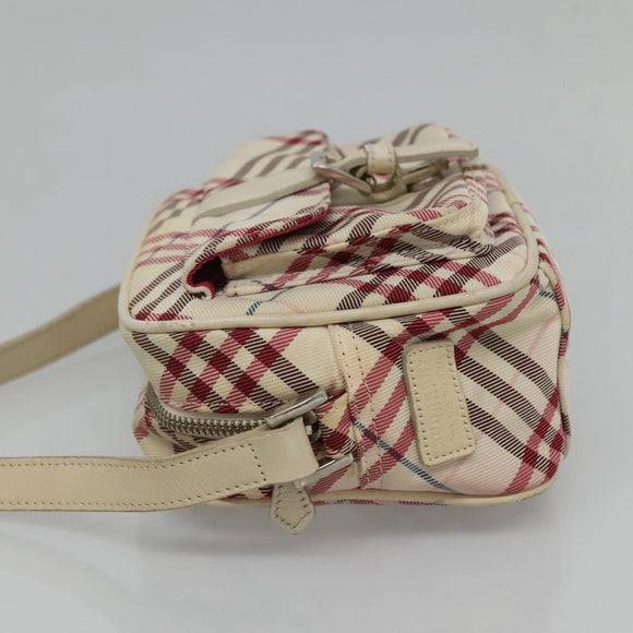 BURBERRY Nova Check Blue Label Shoulder Bag Nylon White Auth ti2846