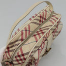 BURBERRY Nova Check Blue Label Shoulder Bag Nylon White Auth ti2846-6