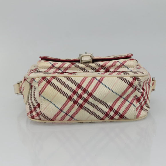 BURBERRY Nova Check Blue Label Shoulder Bag Nylon White Auth ti2846