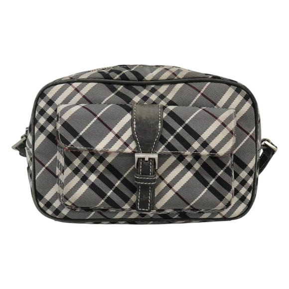BURBERRY Nova Check Blue Label Shoulder Bag Nylon Black Auth ti2847