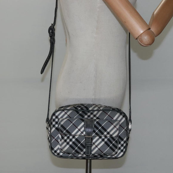 BURBERRY Nova Check Blue Label Shoulder Bag Nylon Black Auth ti2847