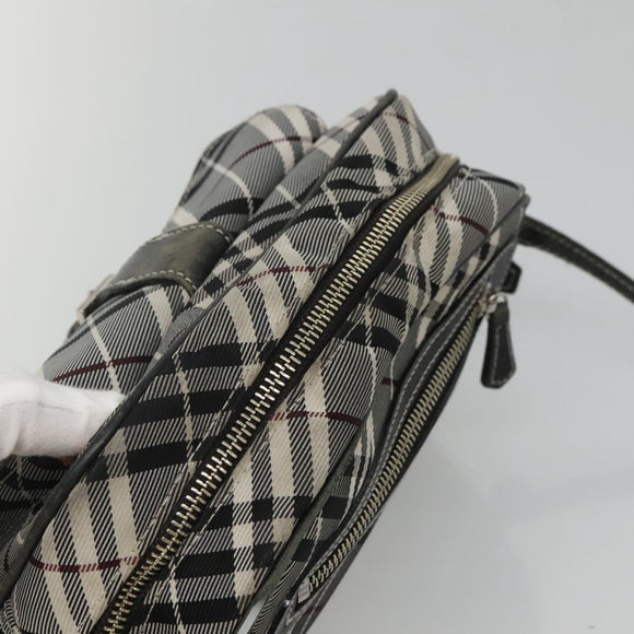 BURBERRY Nova Check Blue Label Shoulder Bag Nylon Black Auth ti2847