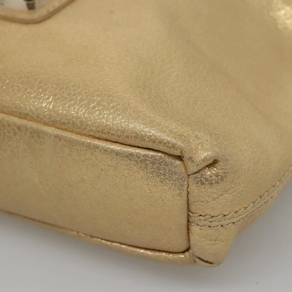 BURBERRY Blue Label Hand Bag Leather 2way Gold Auth ti2851