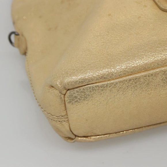 BURBERRY Blue Label Hand Bag Leather 2way Gold Auth ti2851
