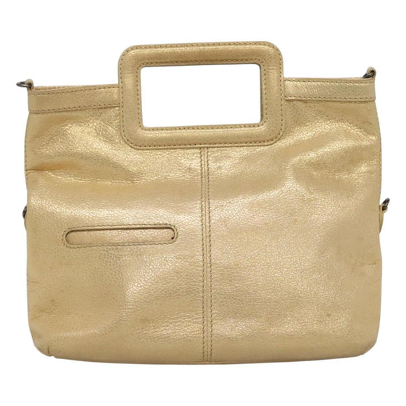 BURBERRY Blue Label Hand Bag Leather 2way Gold Auth ti2851