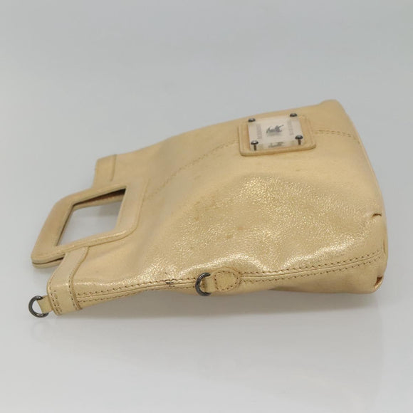 BURBERRY Blue Label Hand Bag Leather 2way Gold Auth ti2851