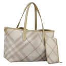 BURBERRY Nova Check Tote Bag PVC Beige Auth ti2855-1