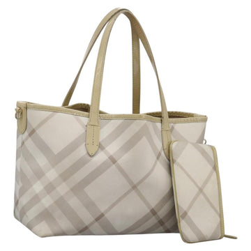 BURBERRY Nova Check Tote Bag PVC Beige Auth ti2855
