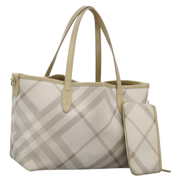 BURBERRY Nova Check Tote Bag PVC Beige Auth ti2855