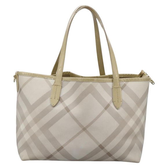BURBERRY Nova Check Tote Bag PVC Beige Auth ti2855